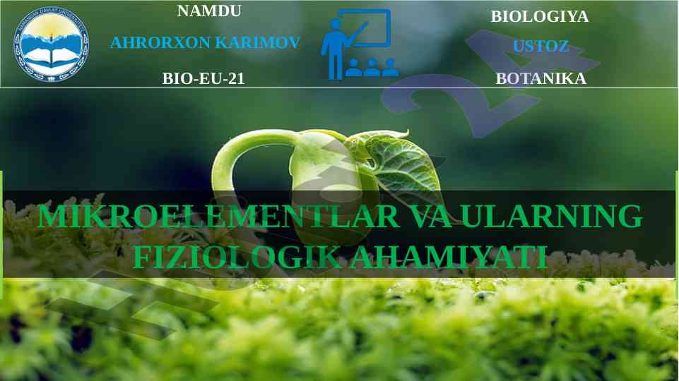 Mikroelementlar va ularning fiziologik ahamiyati