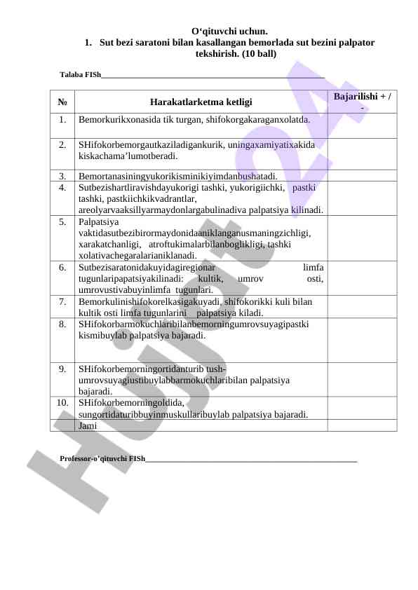 Sut bezi saratonida palpator tekshirish usullari