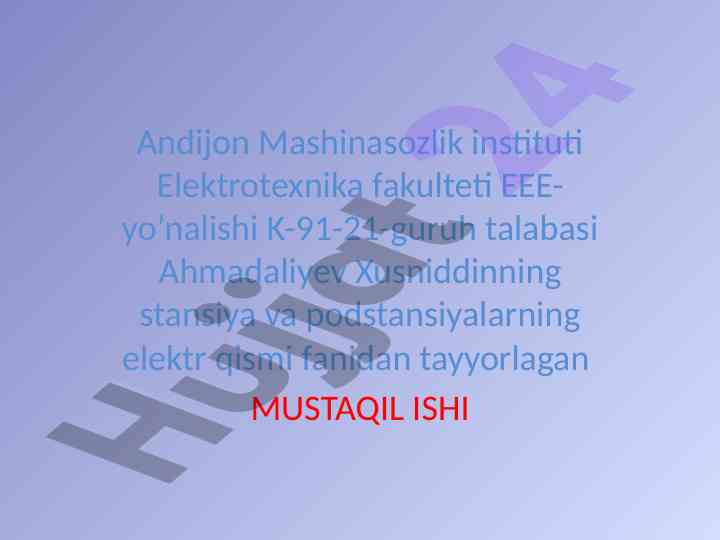 Aes tuzilishi va ishlash prinsipi haqida mustaqil ish