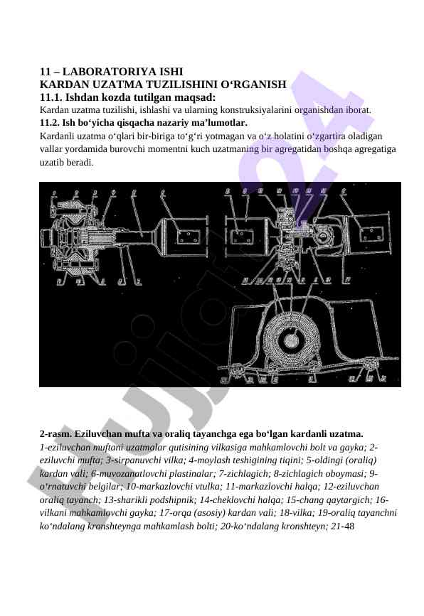 Kardan uzatma tuzilishi o‘rganish