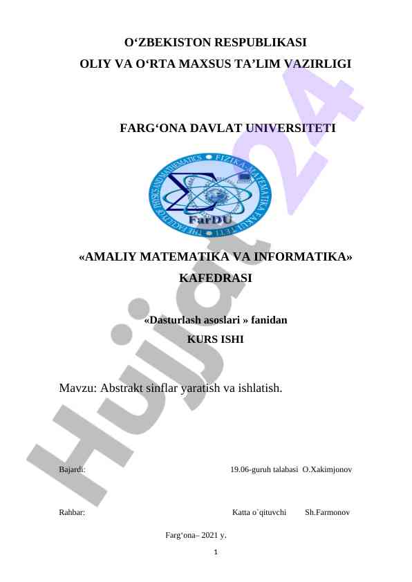 Abstrakt sinflar yaratish va ishtirish