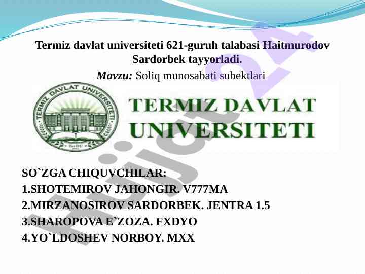 O‘zbekiston respublikasi soliq tizimi haqida tadqiqot