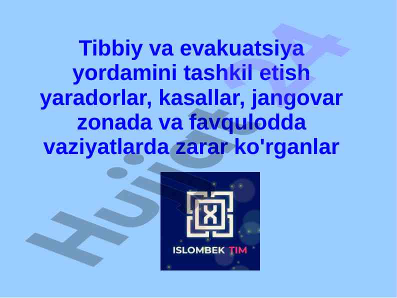 Tibbiy evakuatsiya yordamining tashkili va bosqichlari
