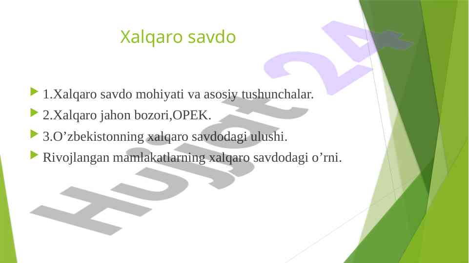 Xalqaro savdo asoslari va tushunchalari