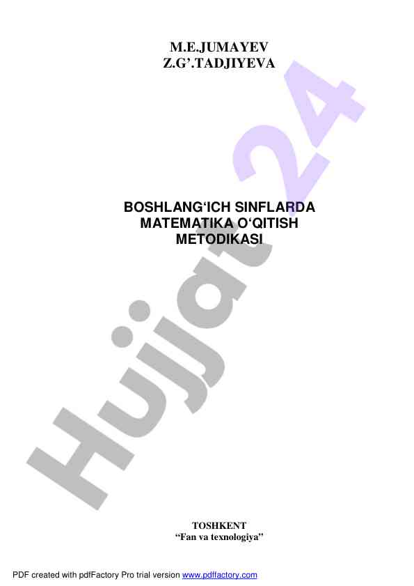 Boshlang‘ich sinflarda matematika o‘qitish metodikalari