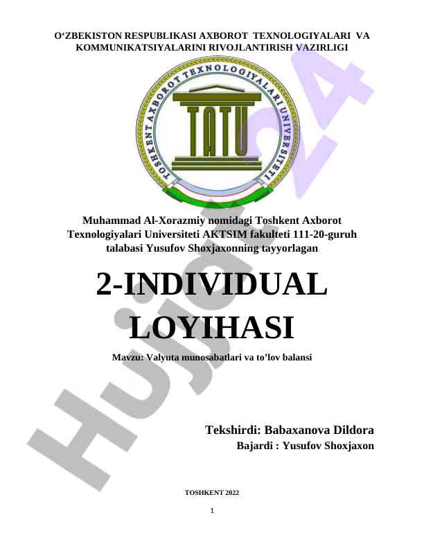 Valyuta munosabatlari va to'lov balansi