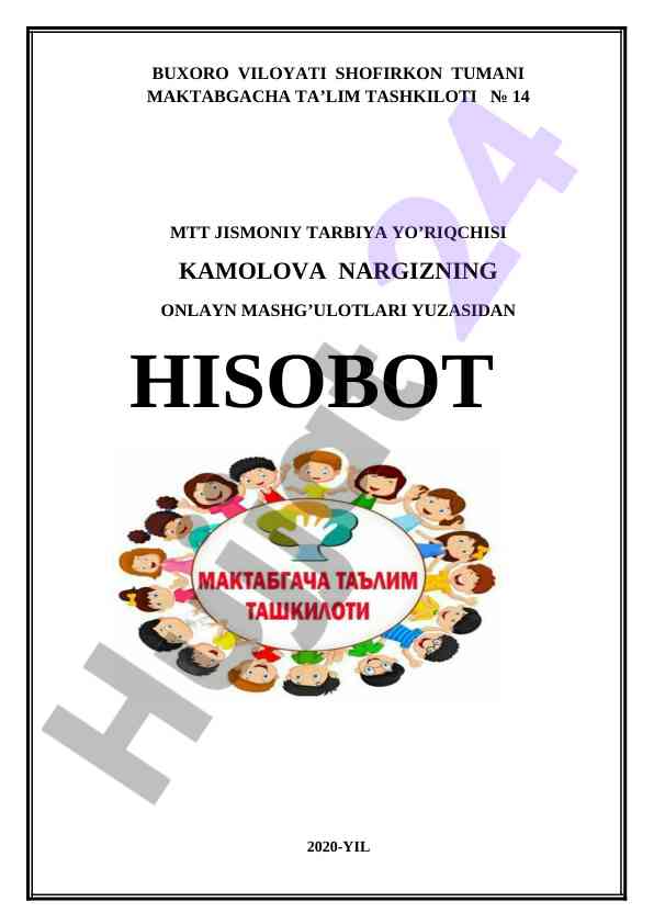 Jismoniy tarbiya onlayn mashg'ulotlari hisoboti 2020