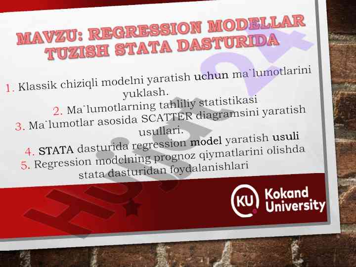 Iqtisodiy modelni stata dasturida tuzish usullari