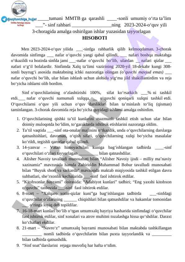 2023-2024 o‘quv yili hisoboti maktabda