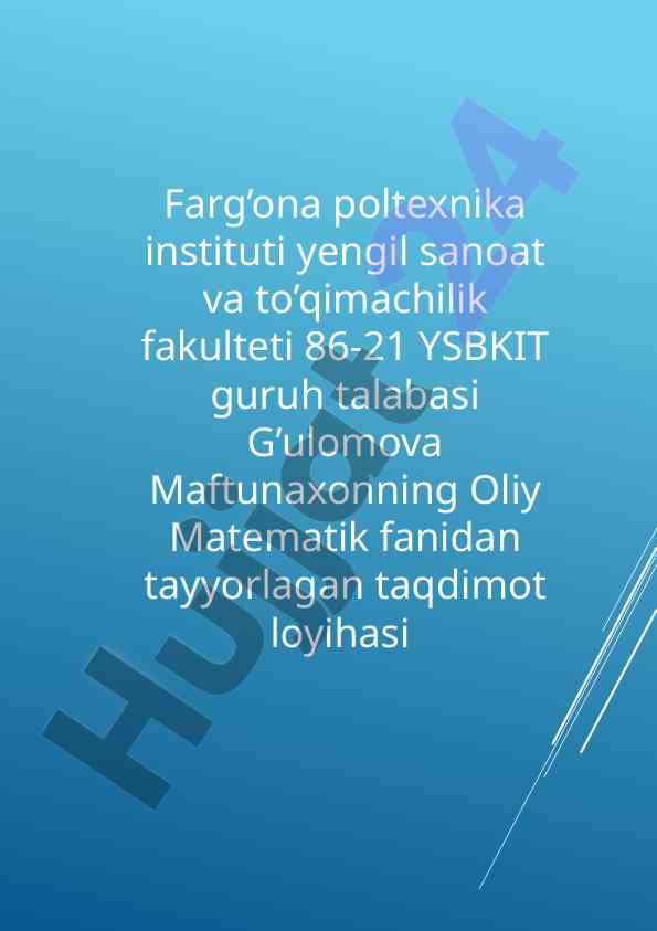 Differensial tenglamalar bo'yicha taqdimot loyihasi