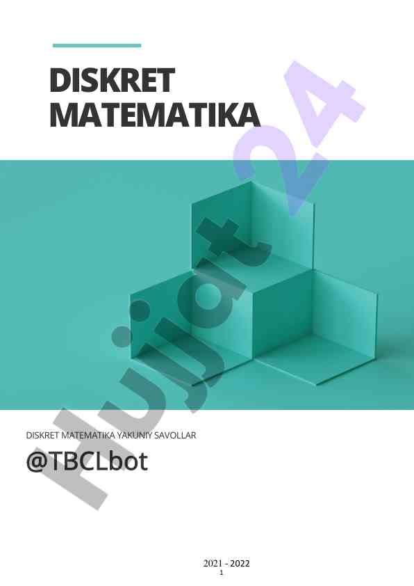 Diskret matematika yakuniy nazorat savollari