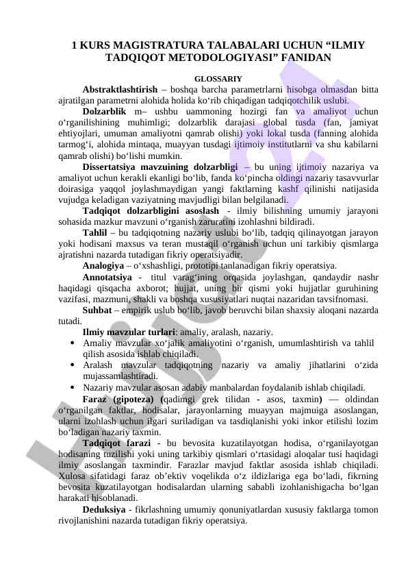 Ilmiy tadqiqot metodologiyasi glossariy