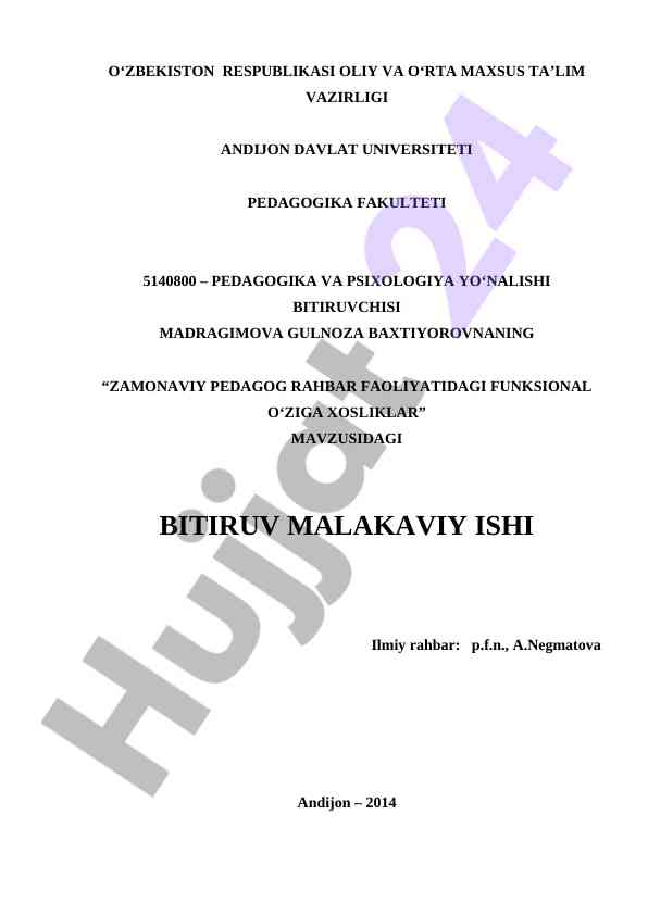 Zamonaviya pedagog rahbar faoliyatidagi funktsional o'ziga xosliklar