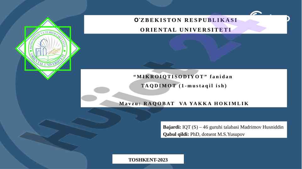 Raqobat va yakka hokimlik taqdimoti
