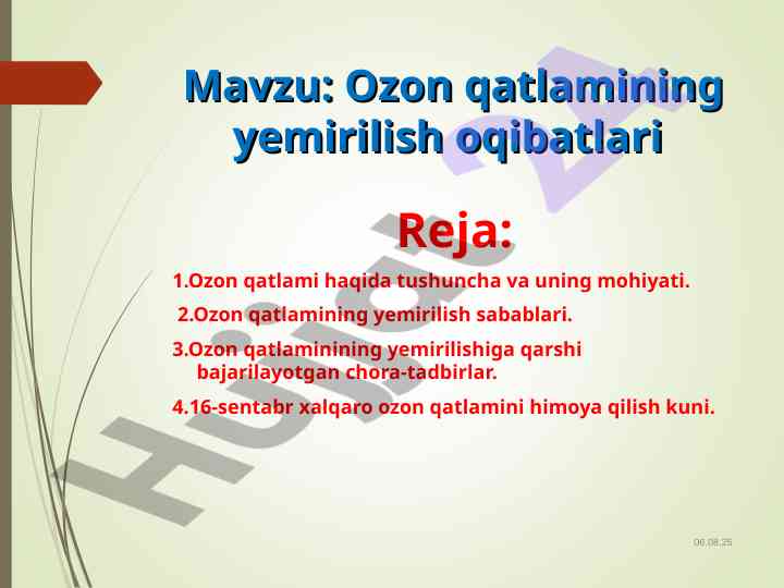 Ozon qatlamining yemirilish oqibatlari tahlili