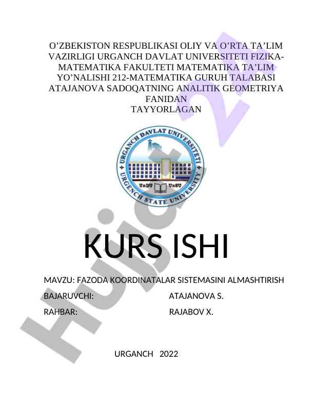 Fazoda koordinatalar sistemasini almashtirish