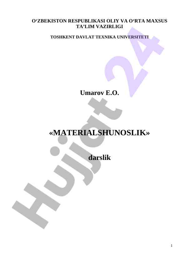 Metallarning tuzilishi bo‘yicha darslik