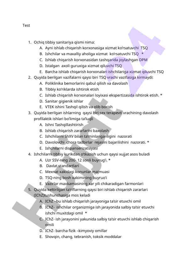Tibbiy sanitariya qismi va vrachlarning vazifalari
