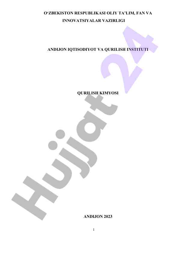 Qurilish kimyosi darsligi: qurilish muhandisligi