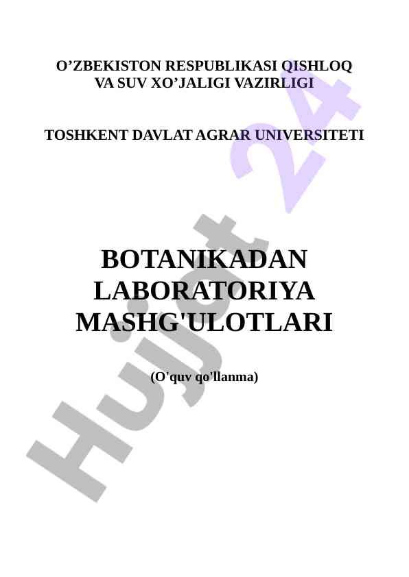 Botanikadan laboratoriya mashg‘ulotlari qo‘llanmasi