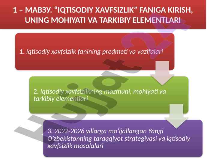 Iqtisodiy xavfsizlik fanining mohiyati va tarkibiy elementlari