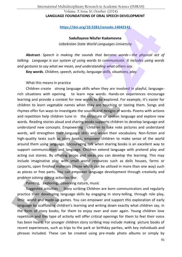 Language foundations of oral speech development