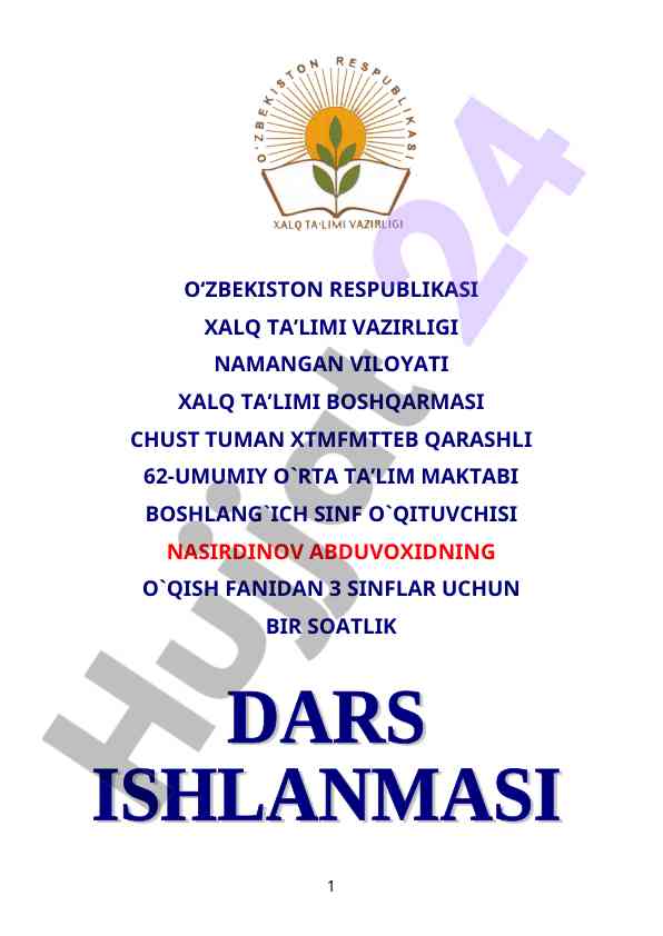 Sulton jabborning qaldirg’och she’ri dars ishlanmasi