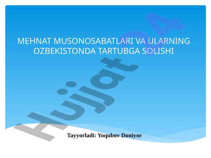 Mehnat munosabatlari va ulardagi ish haqi tahlili