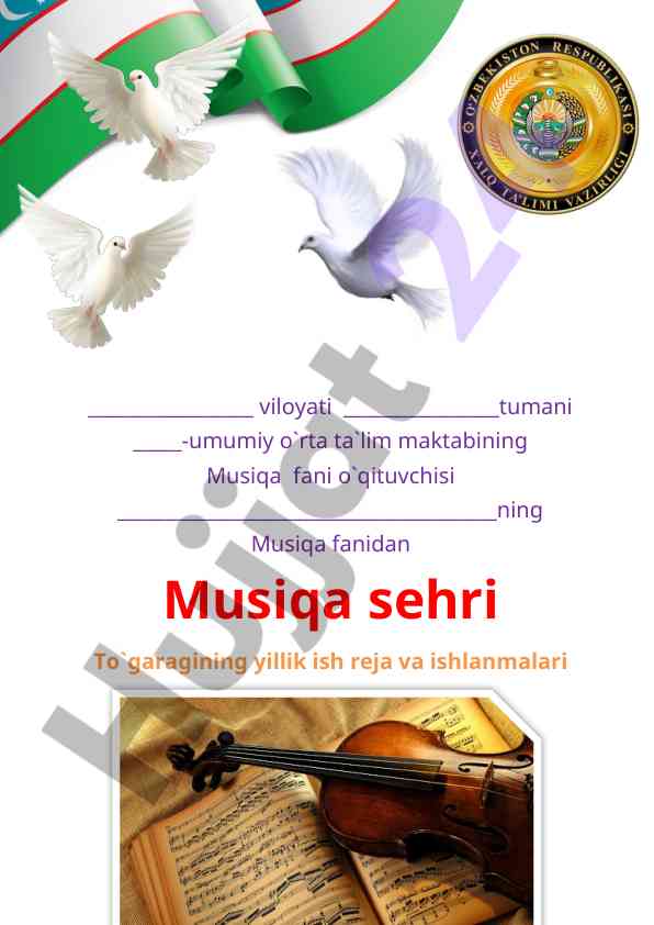 Musiqa sehri to`garagi yilning ish rejasi