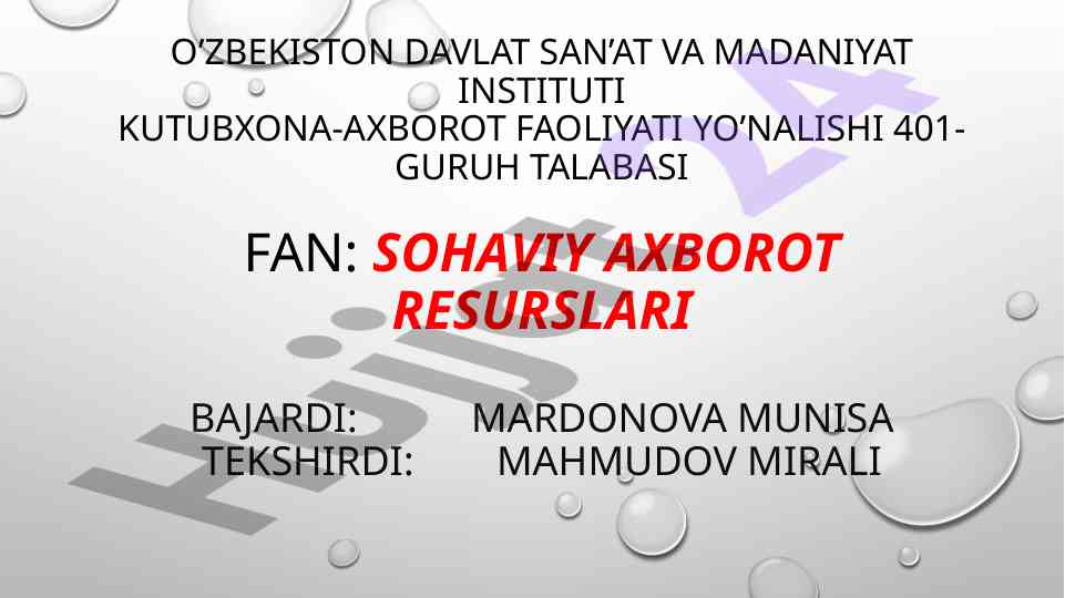 Badiiy adabiyot va adabiyotshunoslikka oid axborot resurslari