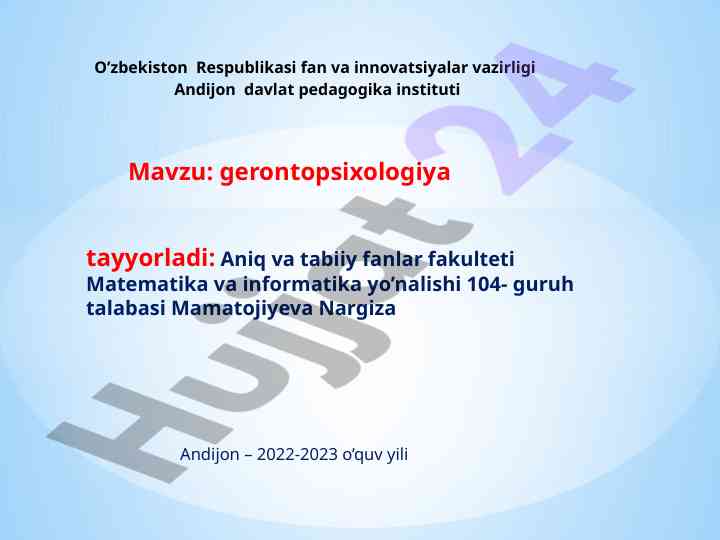 Gerontopsixologiya keksalik davri psixologiyasi