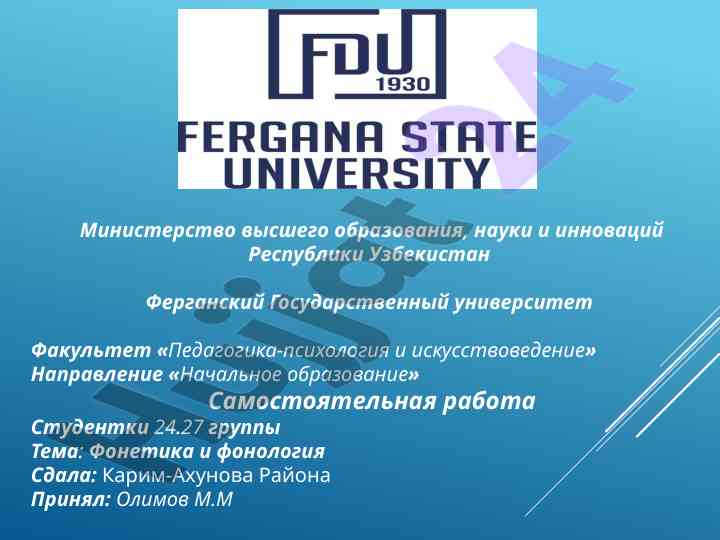 Fonetika va fonologiya asoslari