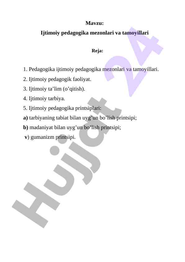 Ijtimoiy pedagogika mezonlari va tamoyillari