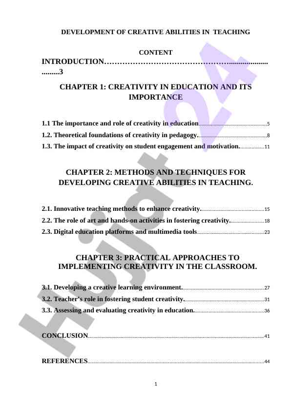 Developing creative abilities in education