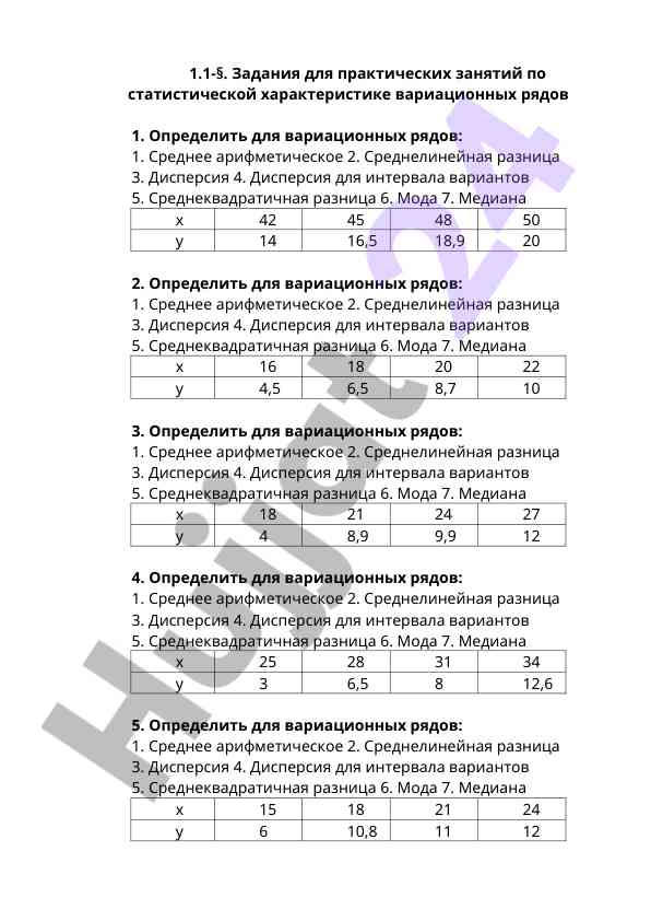 Statistik xususiyatlar bo'yicha amaliy topshiriqlar