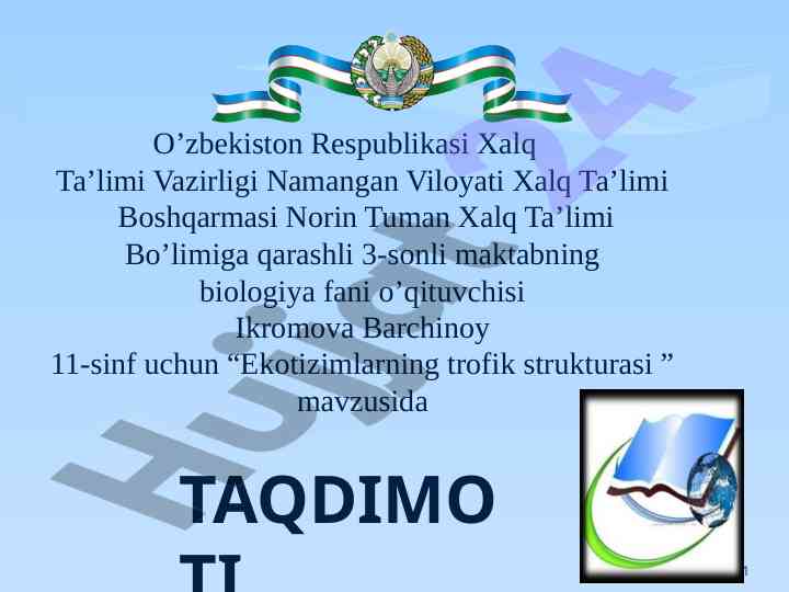 Ekotizimlarning trofik strukturasi mavzusida taqdimot