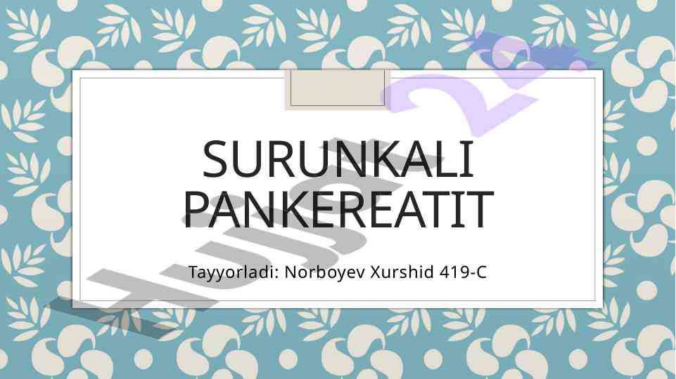 Surunkali pankreatitning sabablari va belgilari