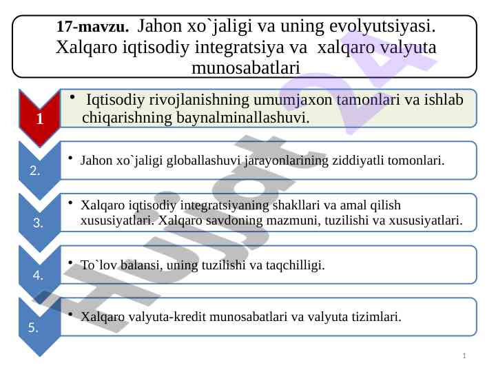 Jahon iqtisodiyoti va uning evolyutsiyasi