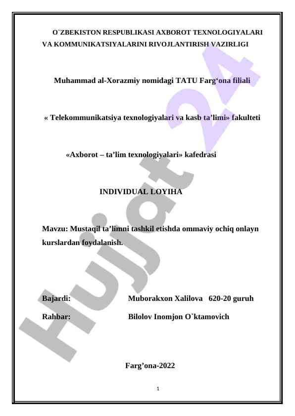 Ommaviy ochiq onlayn kurslar va mustaqil ta'lim