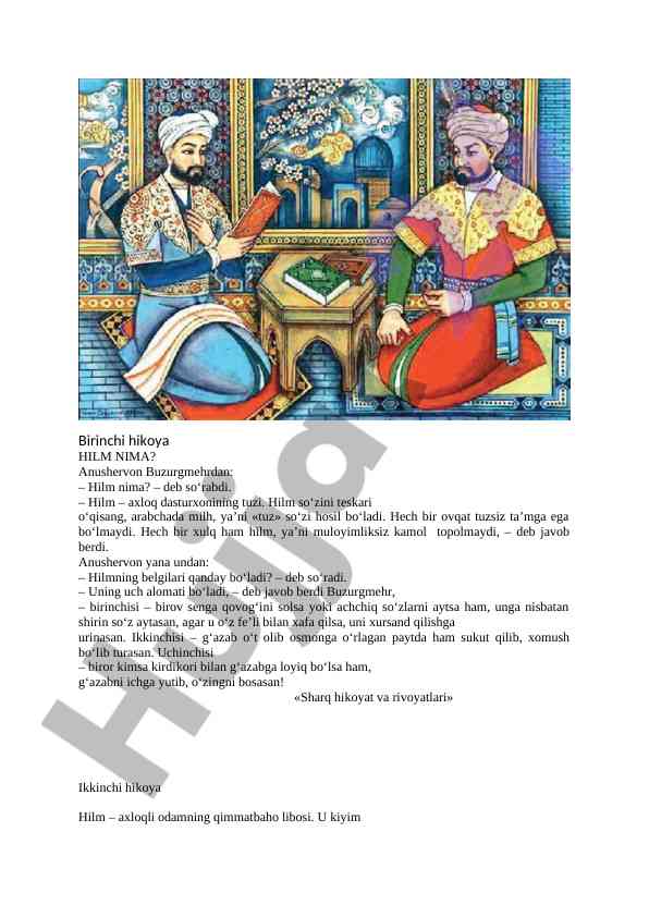 Hilm nima? axloq dasturxonining tuzidir