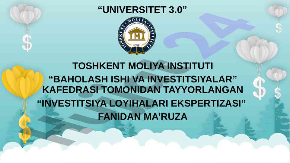 Investitsiya loyihalari ekspertizasi ma’ruzasi