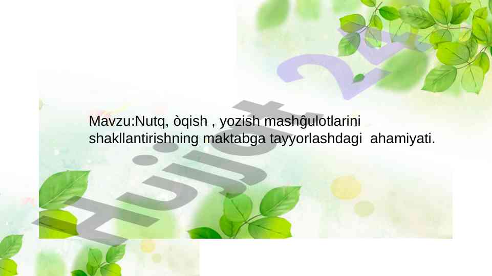 Nutq va yozish mashg'ulotlari maktabga tayyorlash