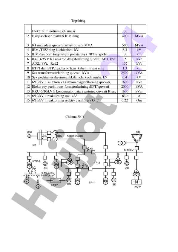 Elektr ta'minoti chizmasi bilan toshuvchi transformatorlar