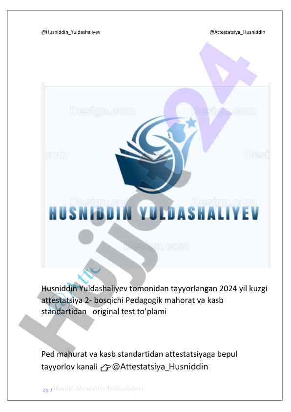 Kuzgi attestatsiya test toʻplami 2024 yil