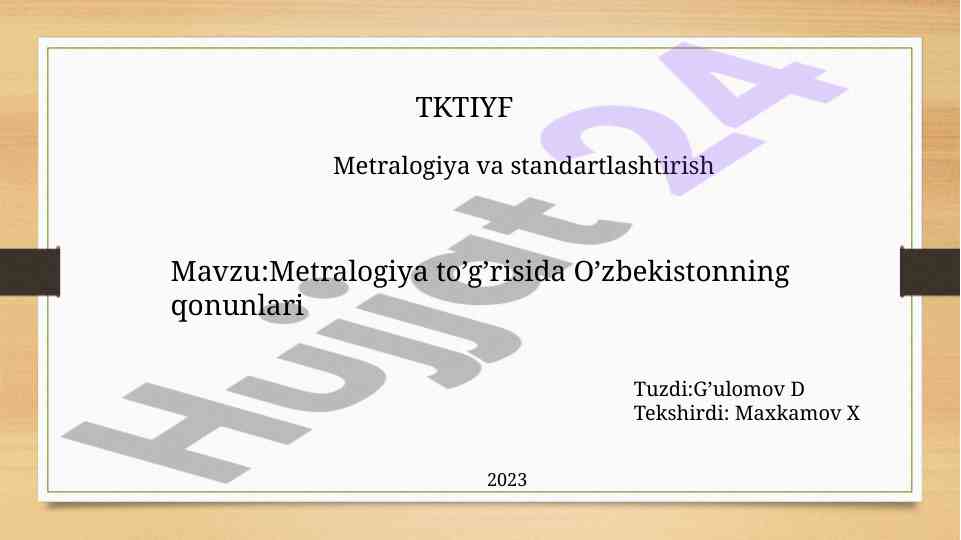 Metralogiya va standartlashtirish haqida ma'lumotlar