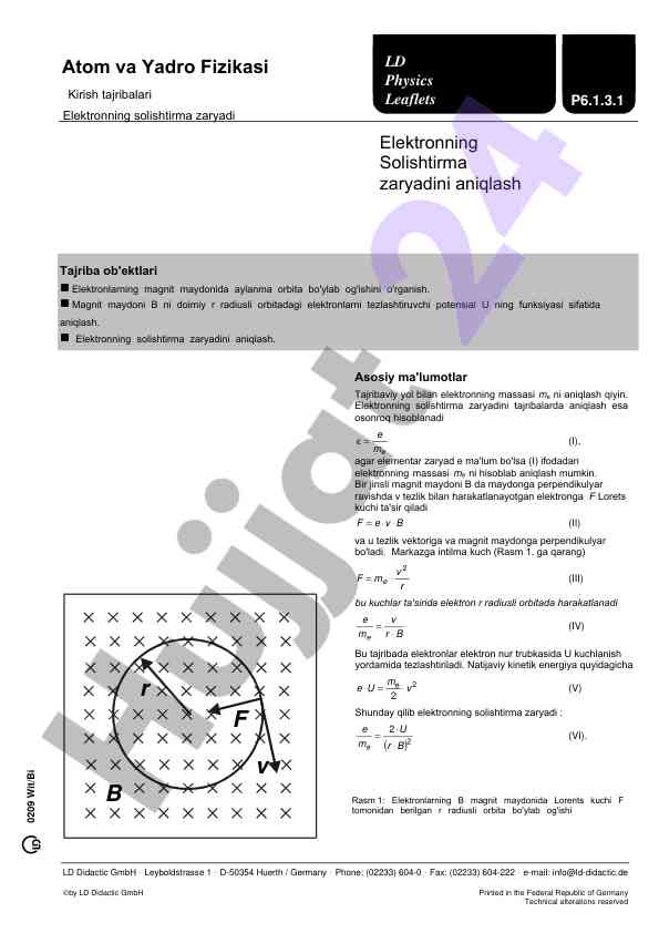 Elektron solishtirma zaryadini aniqlash tajribalari