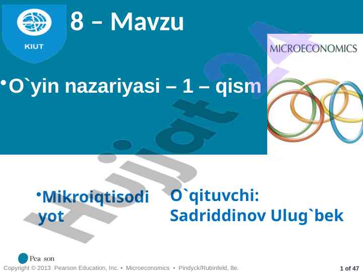O'yin nazariyasi va strategik qarorlar mavzusi