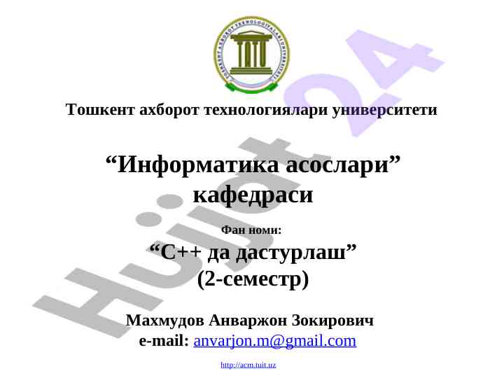 C++ da dasturlash strukturalari va mavzular