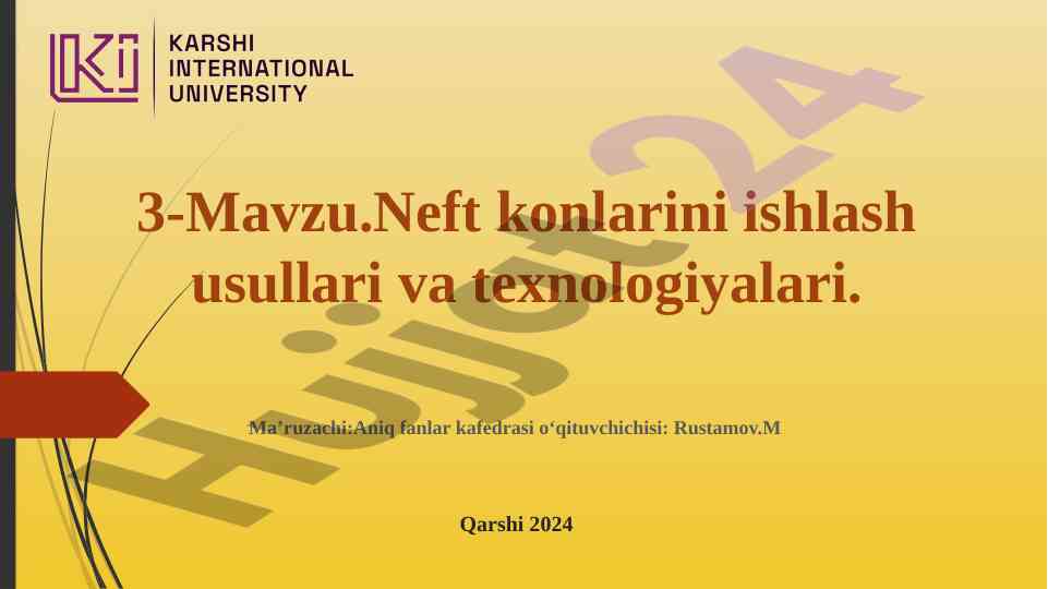 Neft konlarini ishlash usullari va texnologiyalari