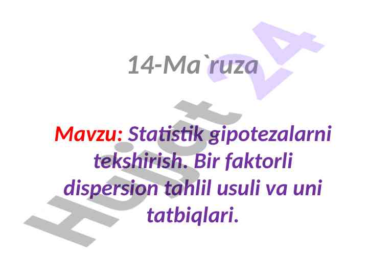 Statistik gipotezalarni tekshirish usullari